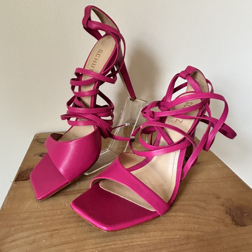 Schutz Shoes Womens Size 9.5B Hot Pink Bryce Deluxe Nappa Strappy Heels Sandals